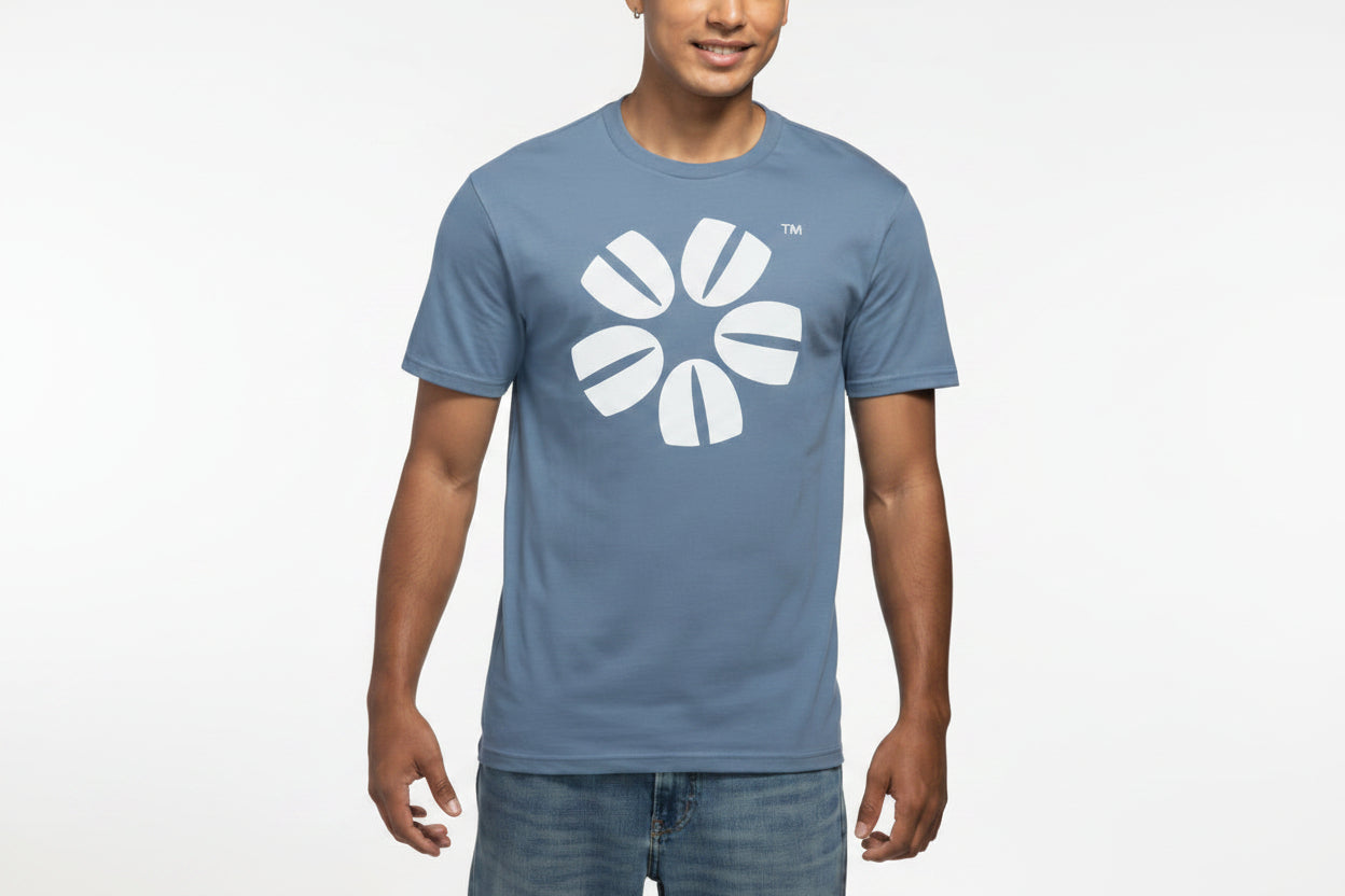 JoyCafé Blue T‑Shirt – Flower Beans Logo